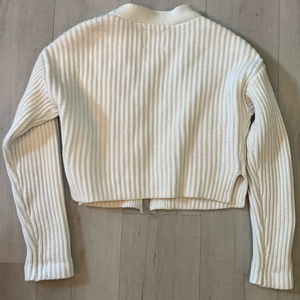 Abercrombie & Fitch Cream Ribbed Button-Up Women's Sweater - Picture 8 of 9